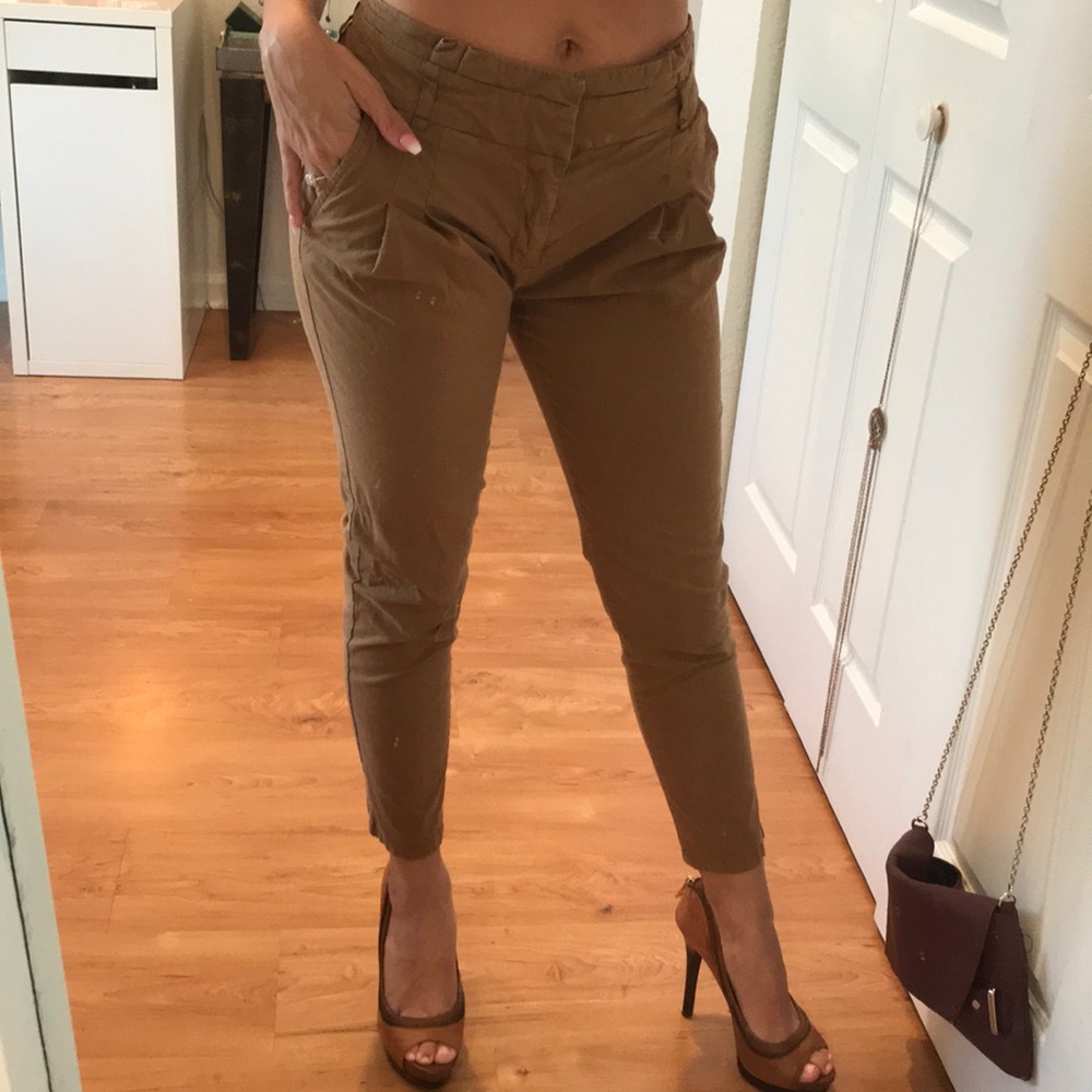 Zara basic, tailored khaki cigarette pants size xs